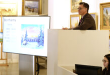 Bob Ross Paintings Break Record, Benefit Public Television Auctioneer Aaron Bastian, Director of Fine Arts at Bonhams San Francisco.