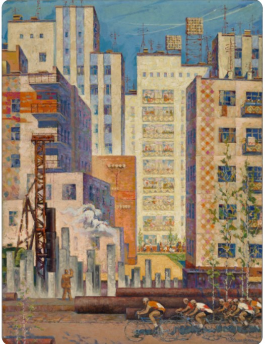 Ivan Shapoval, "Morning of My City (Sumy)," 1975, Oil on canvas. Mead Art Museum. Gift of the Jurii Maniichuk and Rose Brady Collection.