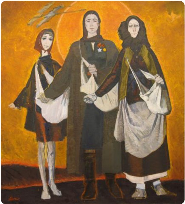 Soviet Ukraine art - Mykhailo Antonchyk, "Triumph of Women," 1965, Oil on canvas. The Museum of Russian Art, Minneapolis. Gift of the Jurii Maniichuk and Rose Brady Collection.