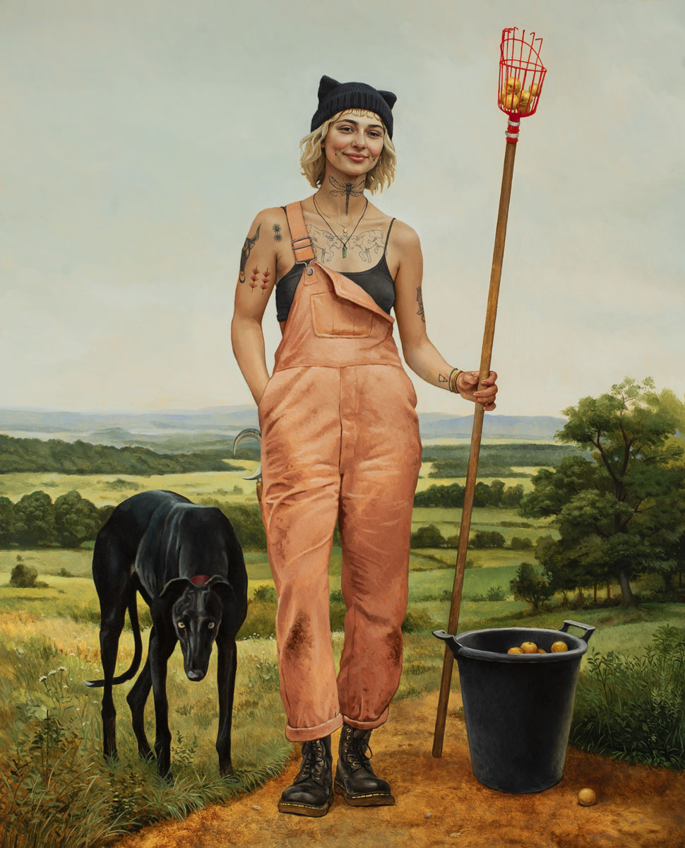 contemporary realism painting of a woman farmer
