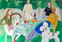 Endless Sun-days: A Solo Show by Xevi Solà Figurative art - Xevi Solà, "Dimanche 2," 2025, oil on canvas, 51.2 x 63.8 in | 130 x 162 cm