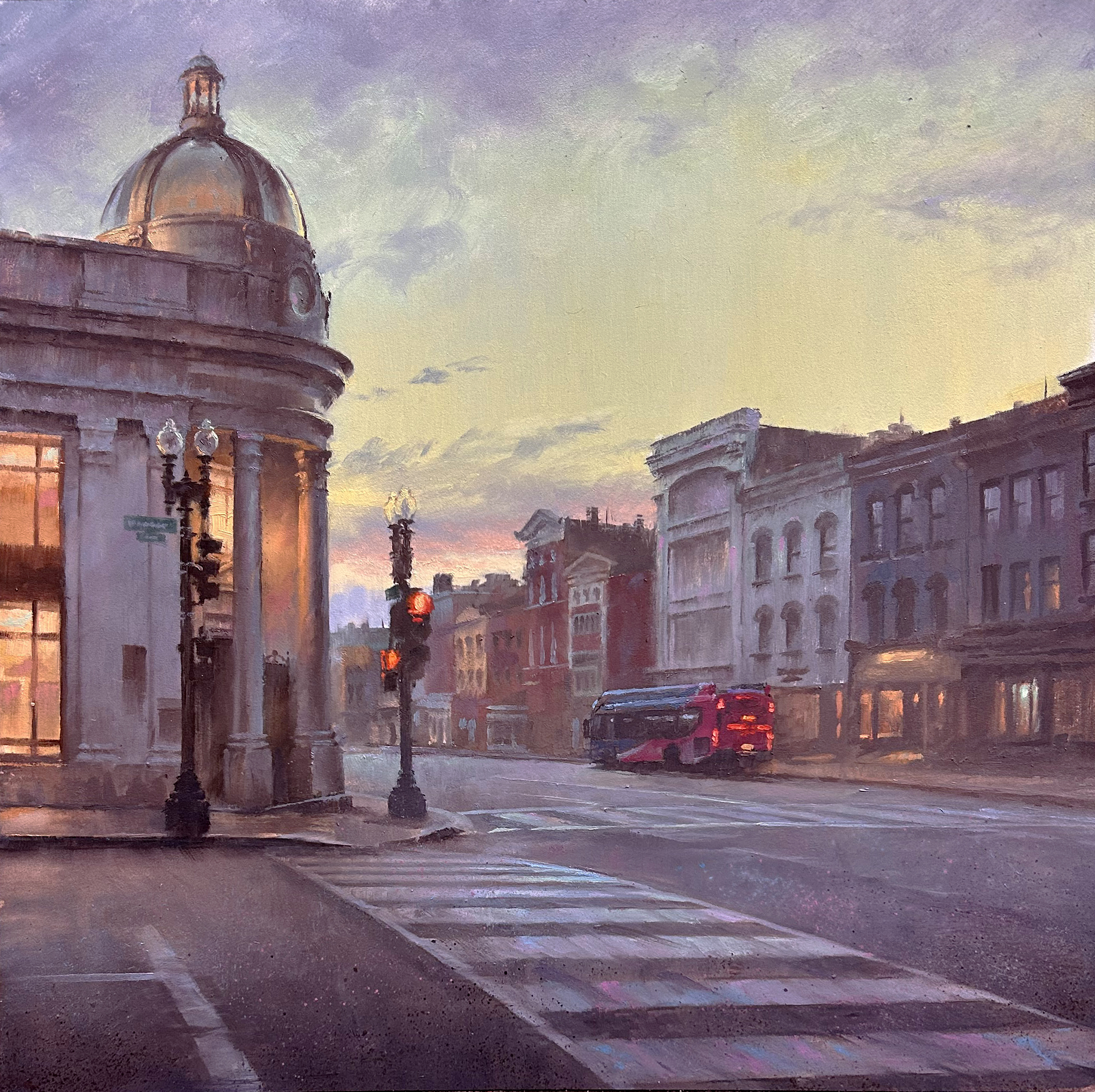 Gavin Glakas, "A Quiet Morning (M & Wisconsin)," oil on panel, 18 x 18 in.