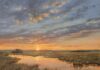 Of Mark & Meaning: American Women Artists Sunrise landscape painting - Paula B. Holtzclaw, "Morning's Embrace," 2025, Oil, 24 x 30 in.