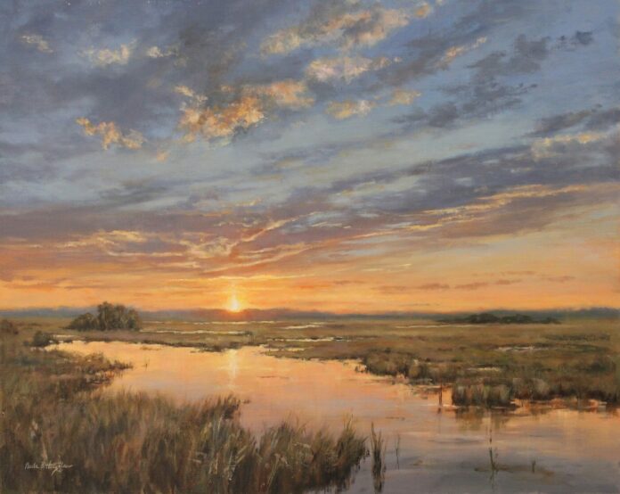 Sunrise landscape painting - Paula B. Holtzclaw, "Morning's Embrace," 2025, Oil, 24 x 30 in.