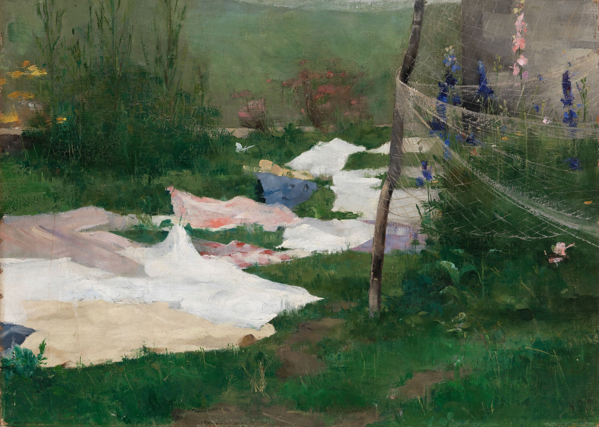 Helene Schjerfbeck, "Clothes Drying," 1883, Oil on canvas, 15 3/8 × 21 7/16 in. (39 × 54.5 cm), Ateneum Art Museum, Finnish National Gallery, Helsinki (Ta-2005-3) SCH.011 ObjectID: 906256, Photo: Finnish National Gallery / Yehia Eweis 