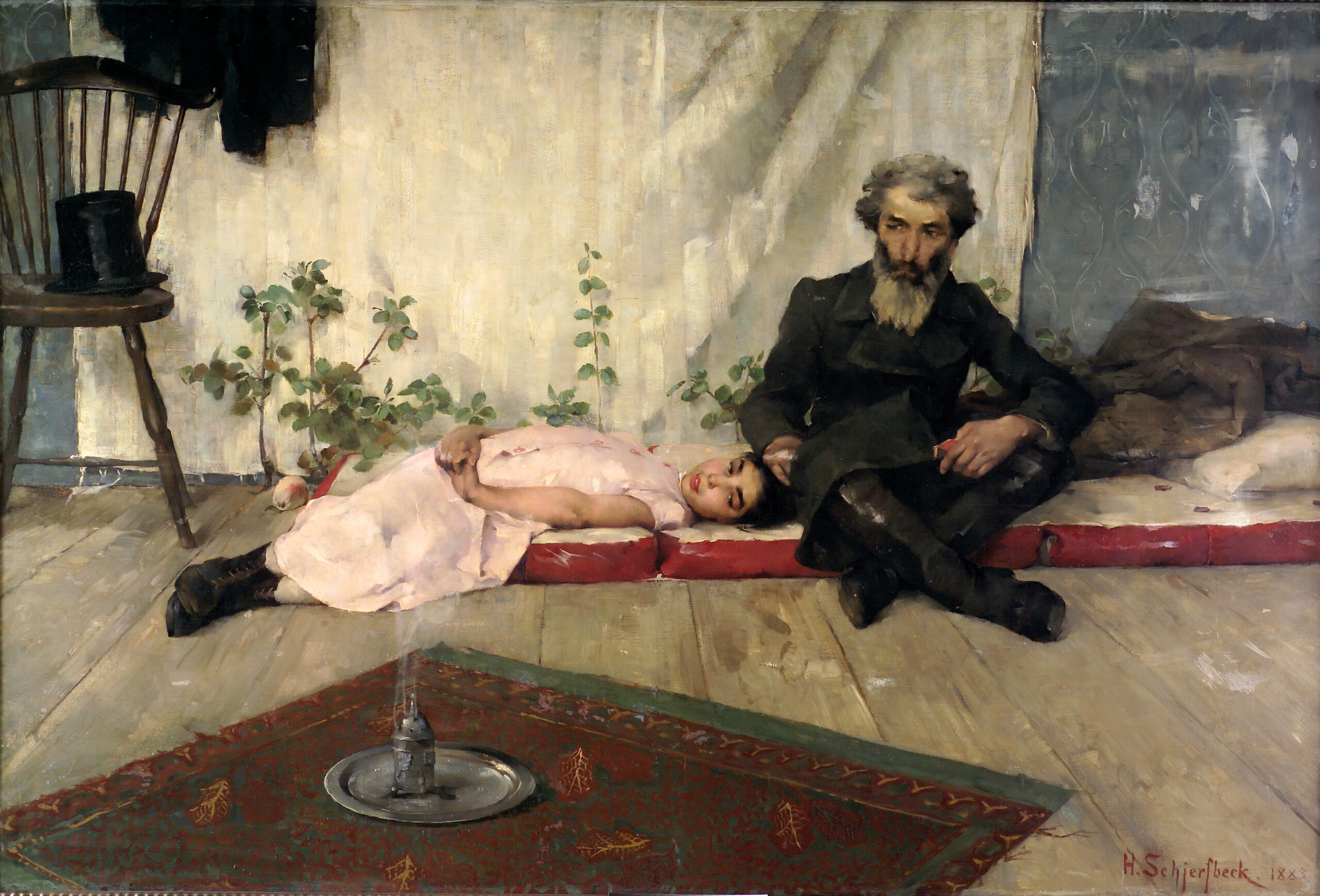 Helene Schjerfbeck, "Fête Juive (Sukkot)," 1883, Oil on canvas, 45 1/4 × 67 11/16 in. (115 × 172 cm), Signe and Ane Gyllenberg Foundation, Helsinki, SCH.005 ObjectID: 906250, Photo: Matias Uusikylä / Signe and Ane Gyllenberg Foundation