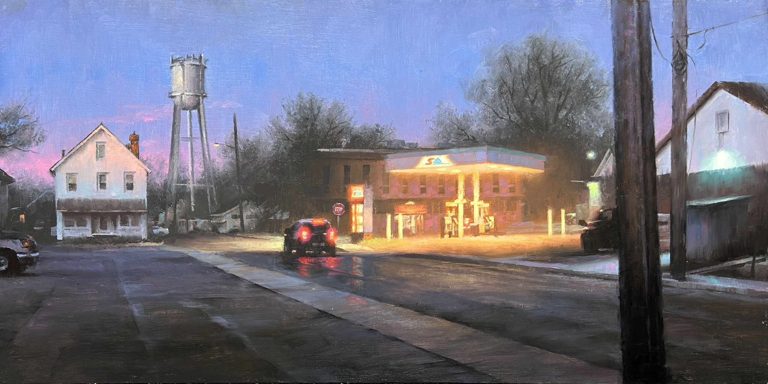 Gavin Glakas, "The Eastern Shore (Denton, MD)", oil on panel, 16 x 32 in.