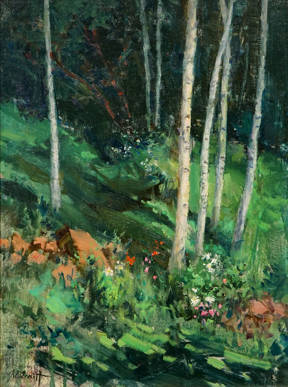 Art With Purpose - Joe Anna Arnett, "Aspen Shadows," 16 x 12 in.