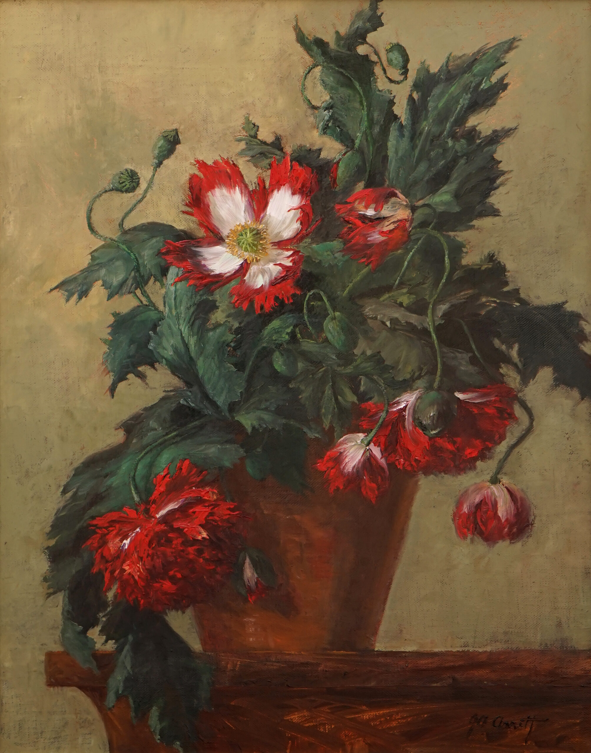 Art With Purpose - Joe Anna Arnett, "Poppies, Danish Flag," 18 x 14 in.