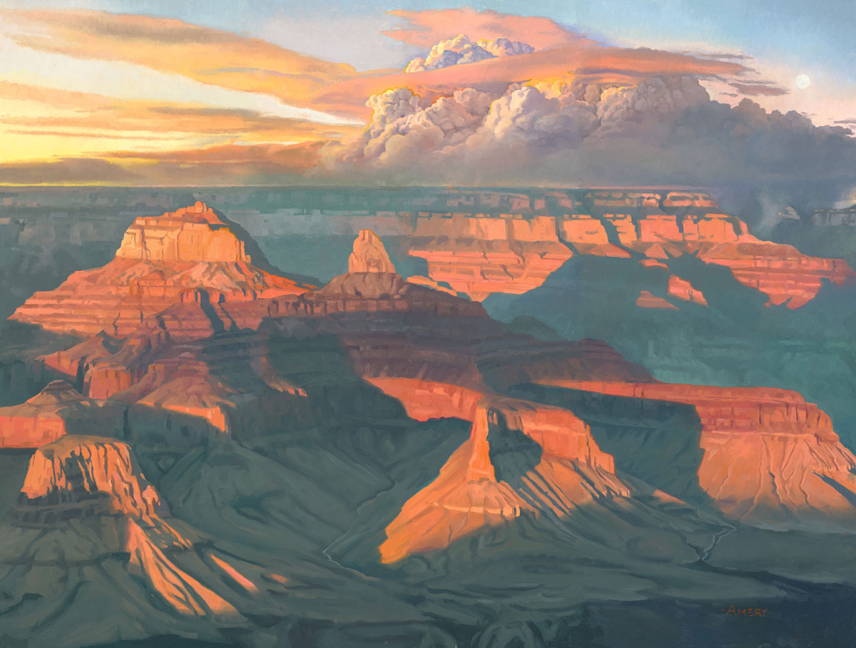 Amery Bohling, ”When the Smoke Turned Beautiful,” Oil on linen, 33 x 45 in.