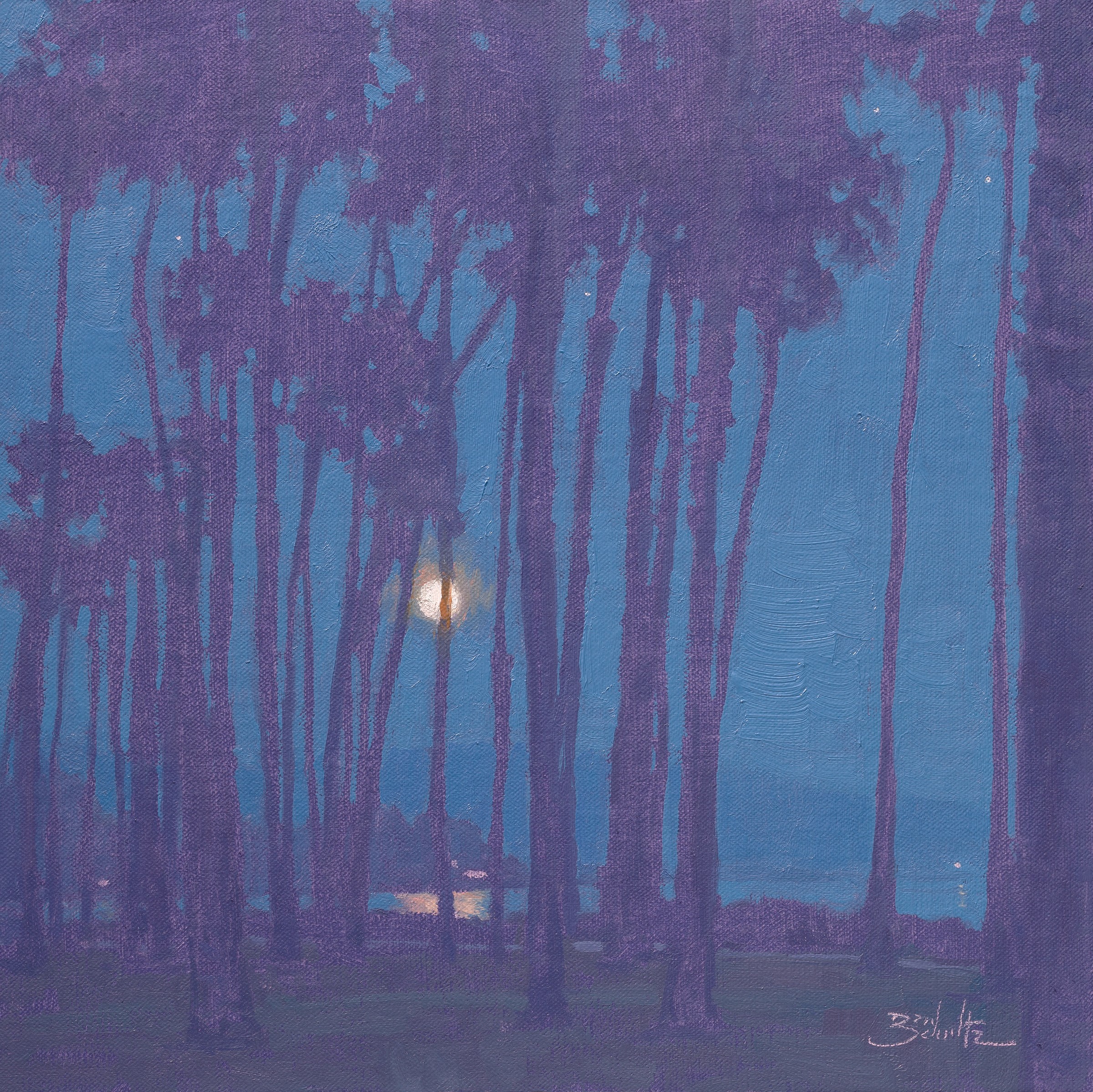 American Legacy Fine Arts - Dan Schultz, "Pacific Moonrise, Santa Barbara," 12 x 12 in.