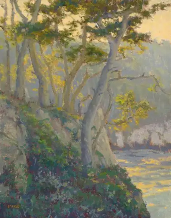 Jennifer Moses, "Blue Fish Cove, Point Lobos," oil on canvas panel, 14 x 11 in. - American Legacy Fine Arts