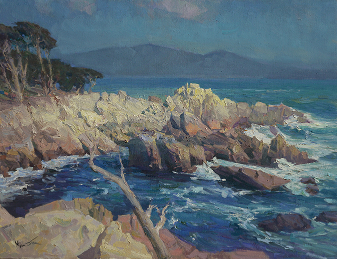 Mian Situ, "Sunlit Coastline, 17-Mile Drive," 30 x 26 in.