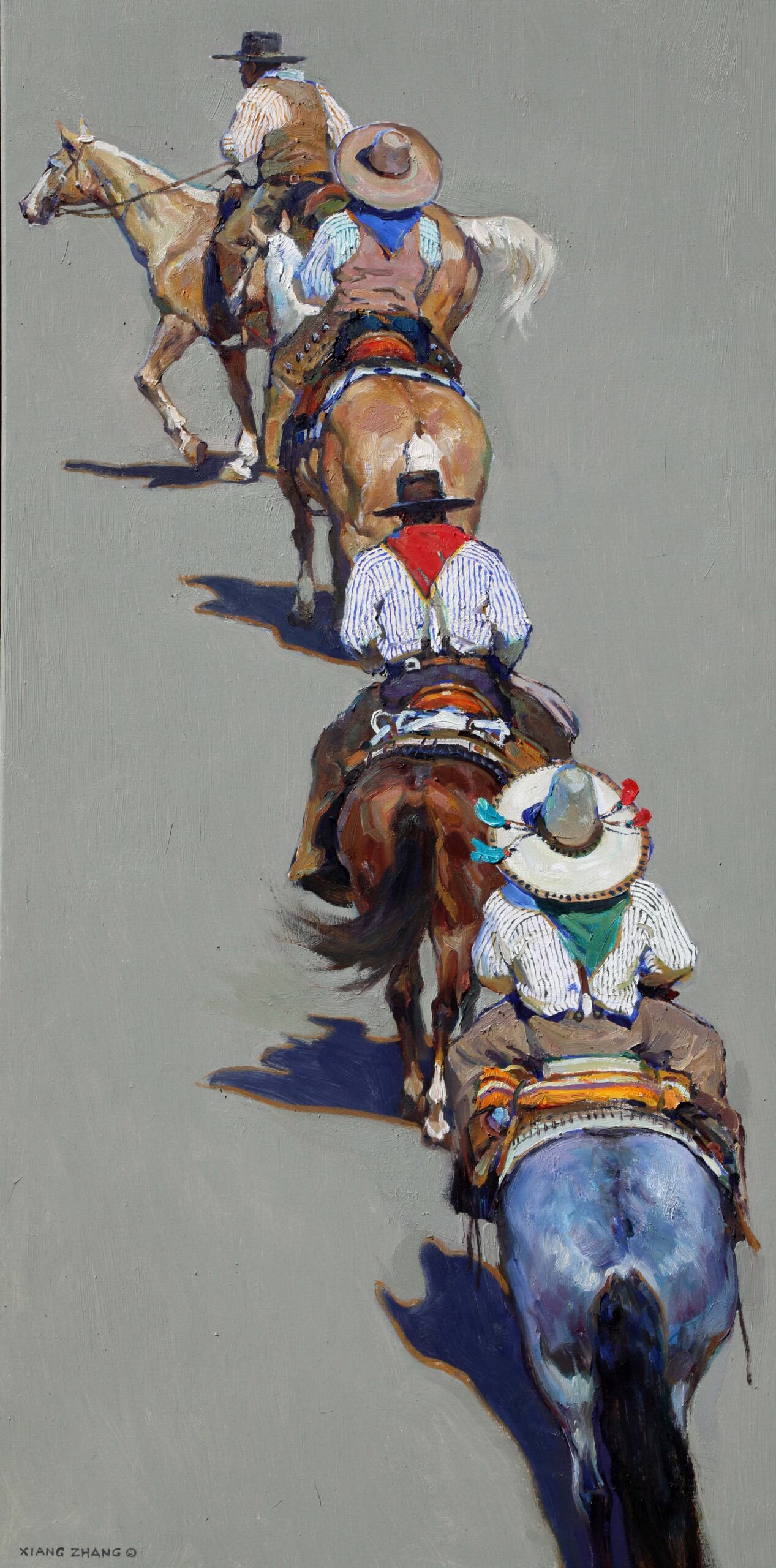 Western Art - Xiang Zhang, "Goodnight Loving Trail," Oil on linen, 48 x 24 in.