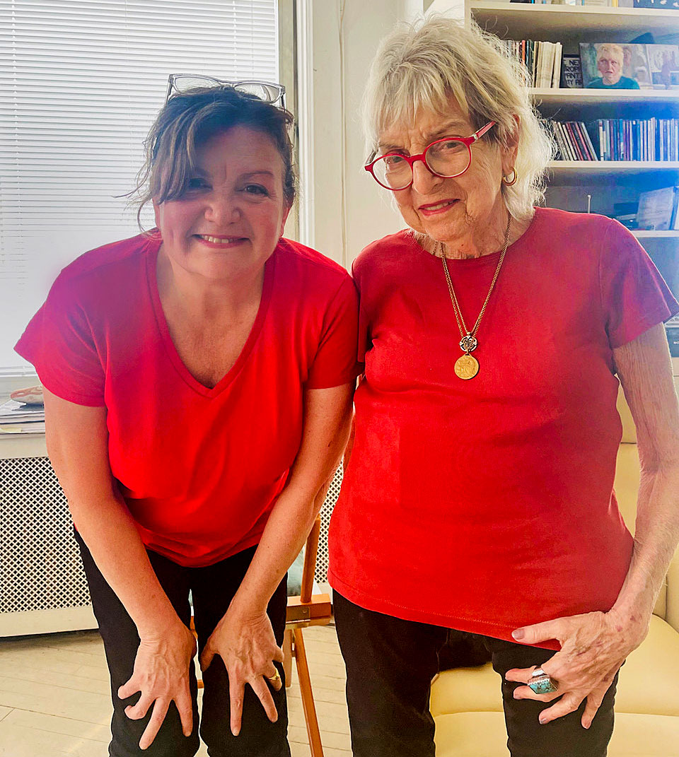 Nadine Robbins and Audrey Flack in Flack’s Manhattan studio, May 2023
