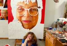 What It Was Like to Paint the Queen of Photorealism In-progress painting of Audrey Flack photorealism artist