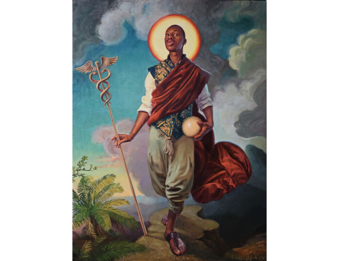 Richard Thomas Scott (b. 1980), "Apollo: The Age of Reason," 2026, oil on linen, 40 x 30 in.; featured in the story "Painting the Present with Eyes on the Past" in the May/June 2026 issue of Fine Art Connoisseur magazine