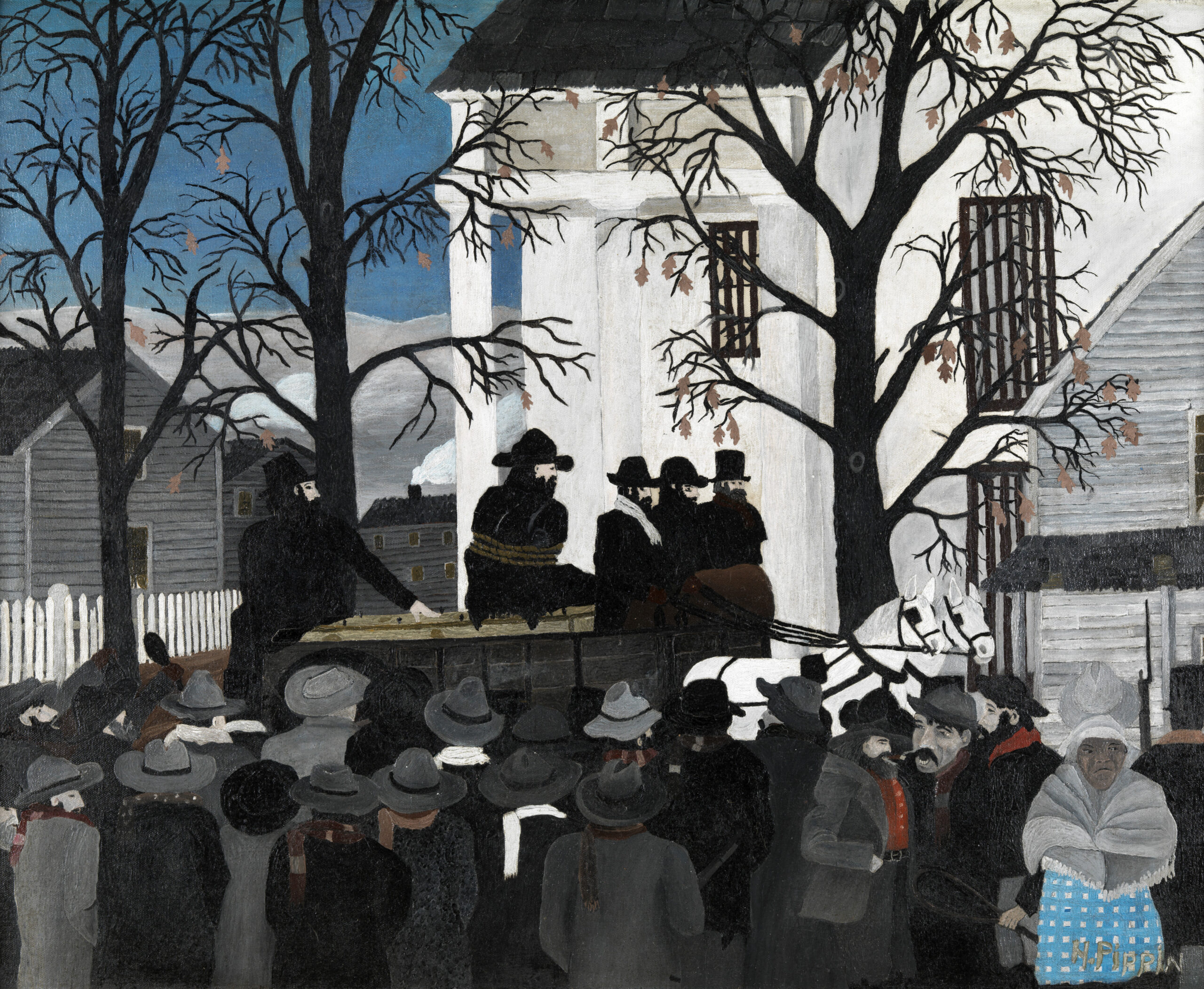 Horace Pippin (1888–1946), “John Brown Going to His Hanging,” 1942. Oil on canvas, 24 1/8 x 30 1/4 in. John Lambert Fund, 1943.11.