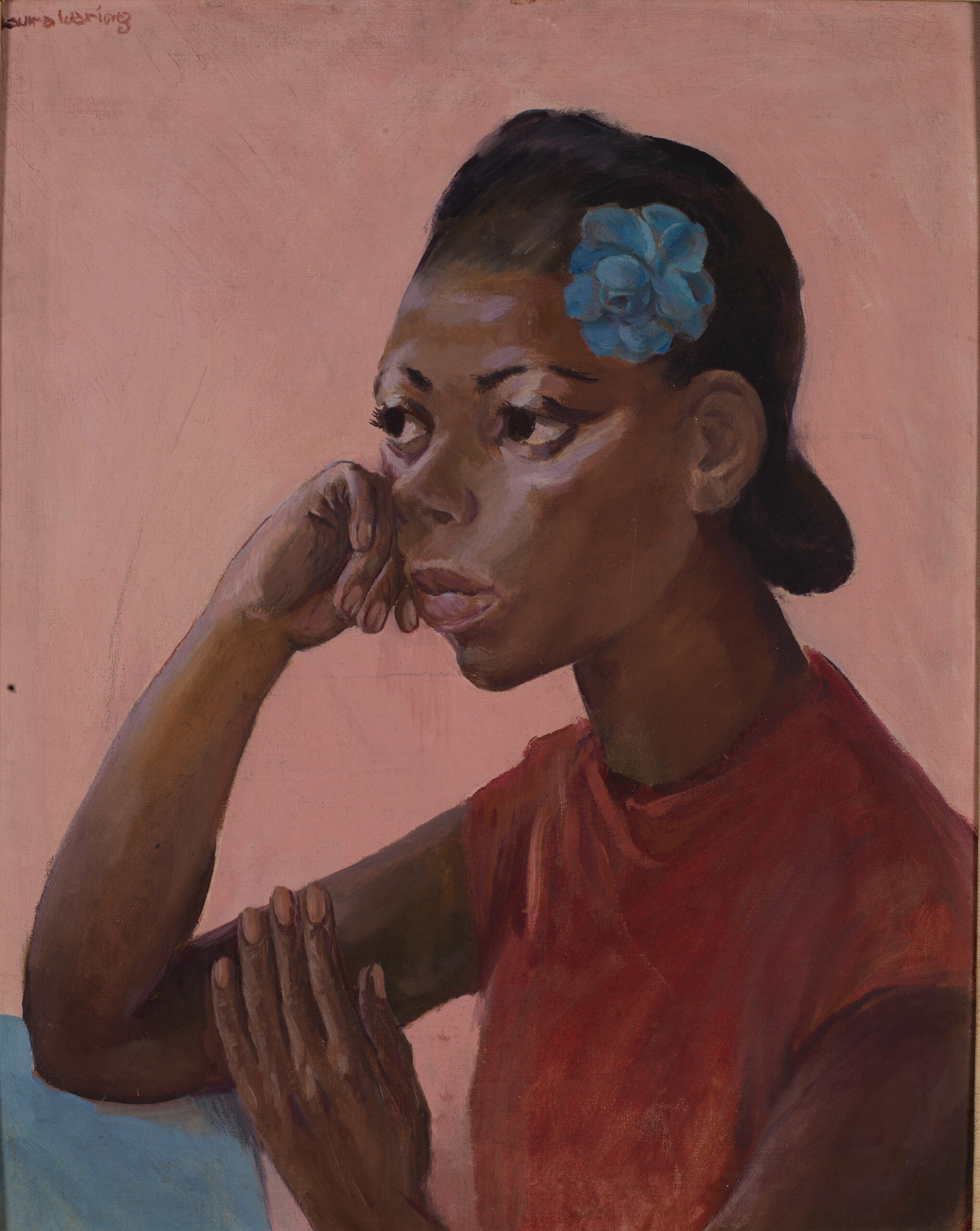 Laura Wheeler Waring (1887–1948), “The Study of a Student,” c. 1940s. Oil on canvas board, 20 x 16 in. Gift of Dr. Constance E. Clayton in loving memory of her mother Mrs. Williabell Clayton, 2019.3.69.