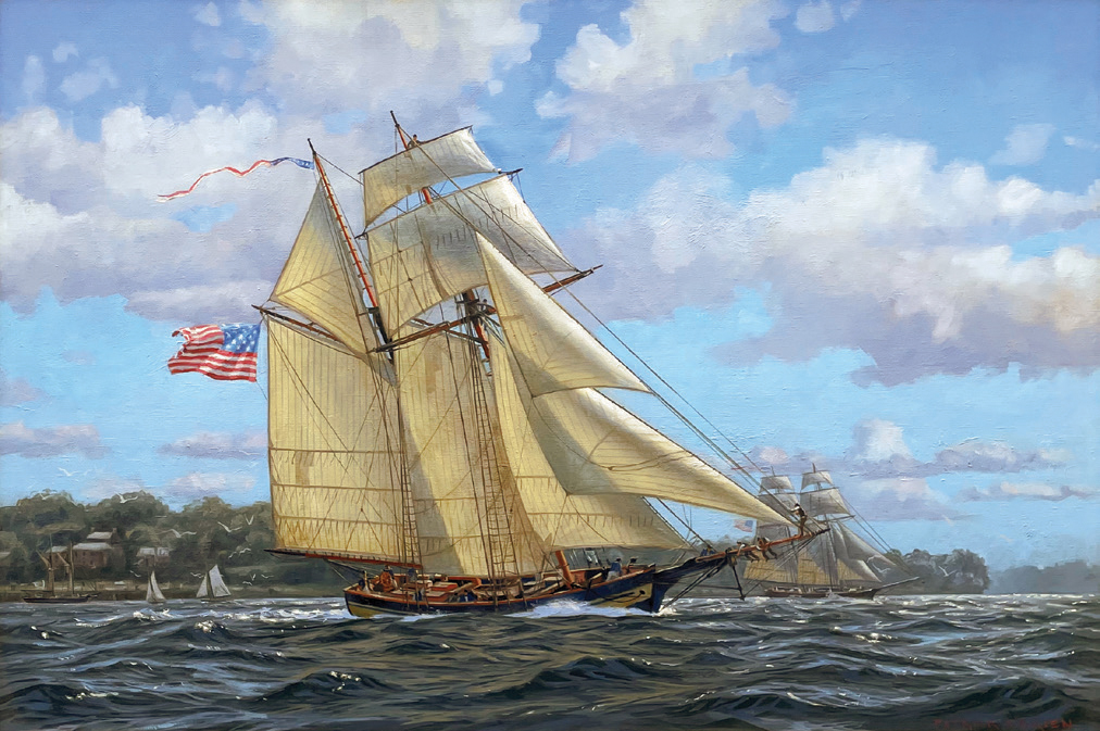 Maritime Art - Patrick O’Brien (b. 1960), "USS Spitfire on Patrol," 2020, oil on canvas, 24 x 36 in.