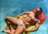 7 Contemporary Artists Diving Into Summer Summer paintings by contemporary artists - 7. John Hyland (b. 1954), "Drift," 2024, oil on canvas, 18 x 18 in., 33 Contemporary Gallery (Lake Worth Beach, Florida)