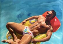 7 Contemporary Artists Diving Into Summer Summer paintings by contemporary artists - 7. John Hyland (b. 1954), "Drift," 2024, oil on canvas, 18 x 18 in., 33 Contemporary Gallery (Lake Worth Beach, Florida)