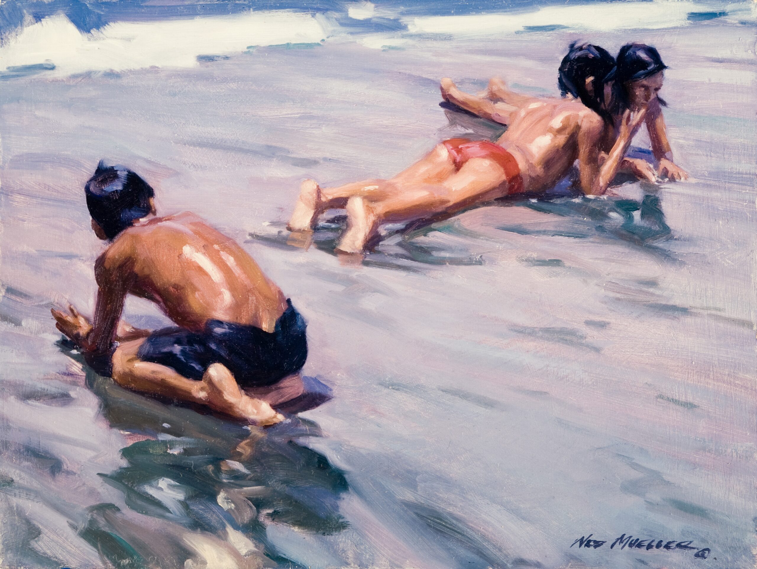 Summer paintings - 4. Ned Mueller, (b. 1940), "The Secret," 1985, oil on linen, 11 x 14 in., private collection