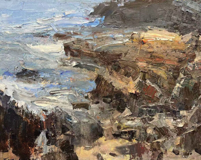 Jove Wang (b. 1962), "Three Arch Bay, Laguna Beach," 2025, oil on linen, 24 x 30 in.