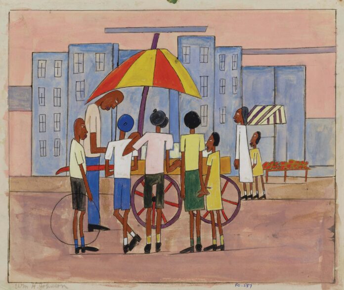 Harlem art - William H. Johnson (1901–1970), "Children at Ice Cream Stand," c. 1939–42, tempera, pen and ink, and pencil on paper, 12 5⁄8 x 15 in., Smithsonian American Art Museum