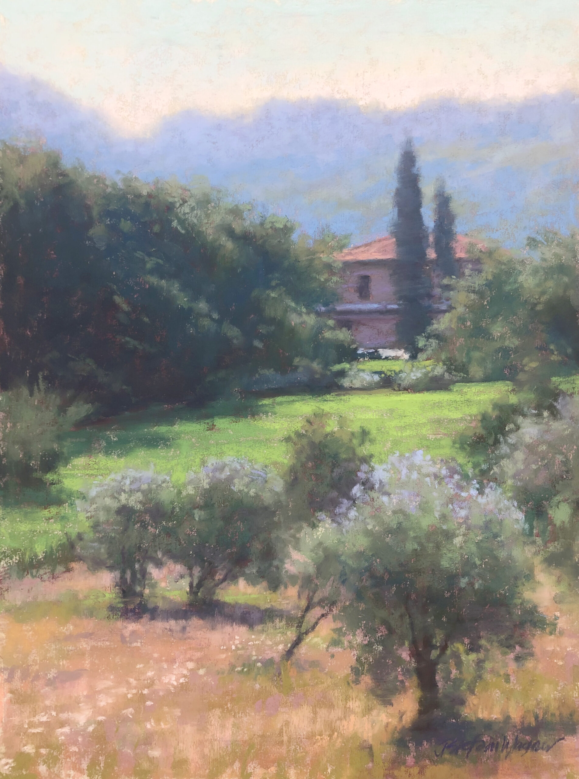 Jill Stefani Wagner, "From the Olive Orchard," 16 x 12 inches, pastel painting on board, 2020
