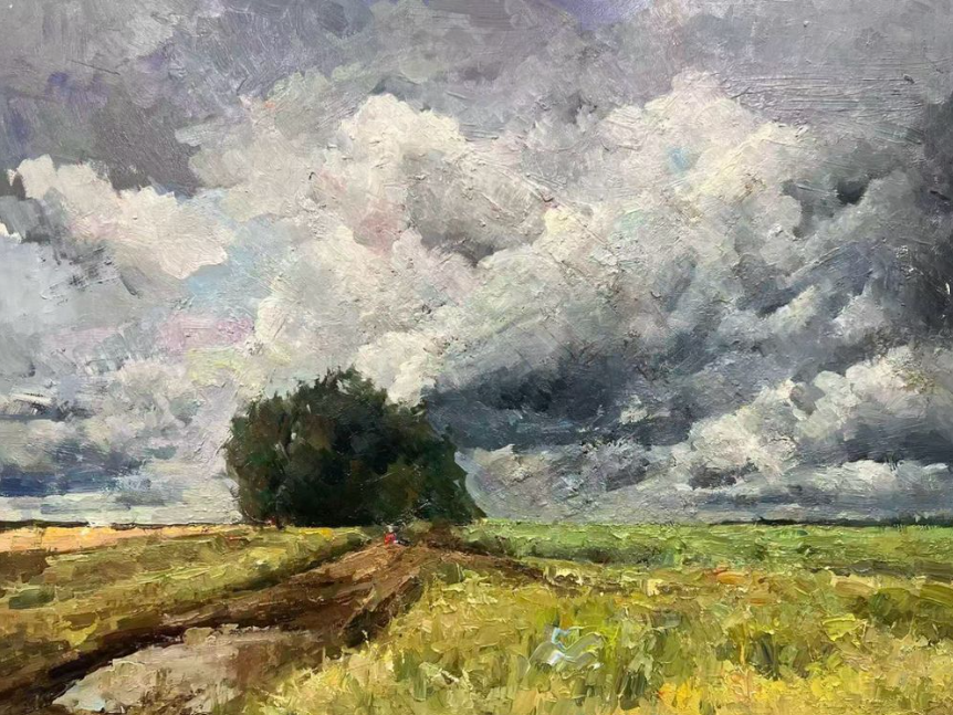 Jove Wang, "Trail After Rain," oil, 24 x 18 in.