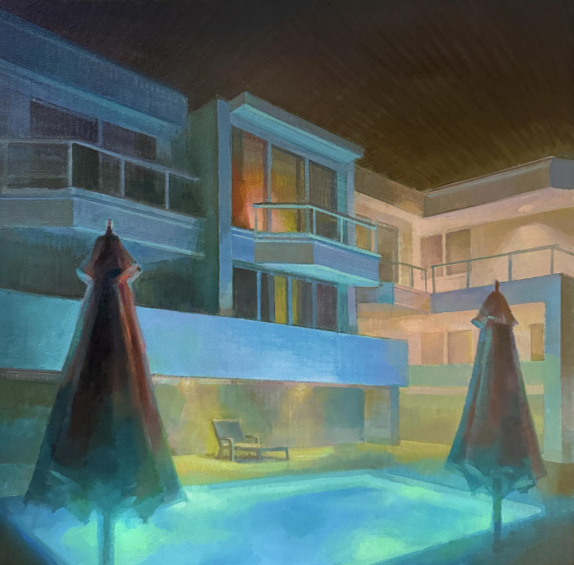 Renae Wang, “Pacific Hotel (III),” Oil on canvas, 24 x 24 inches