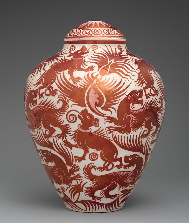 William De Morgan, "Vase with cover," 1888-98, pottery, 13 3/4 × 9 1/2 in. (34.9 × 24.1 cm), Weight: 6.5 lb. (2.9 kg), Purchase, Edward C. Moore Jr. Gift, 1923
