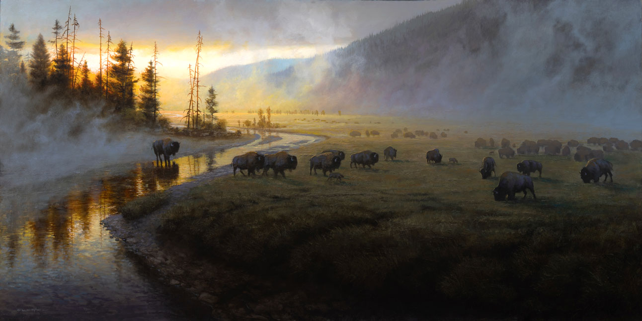 Buffalo Bill Art Show - Thomas Kegler, “Valley of the Giants, Romans 15:13,” oil, 24 x 48 in.