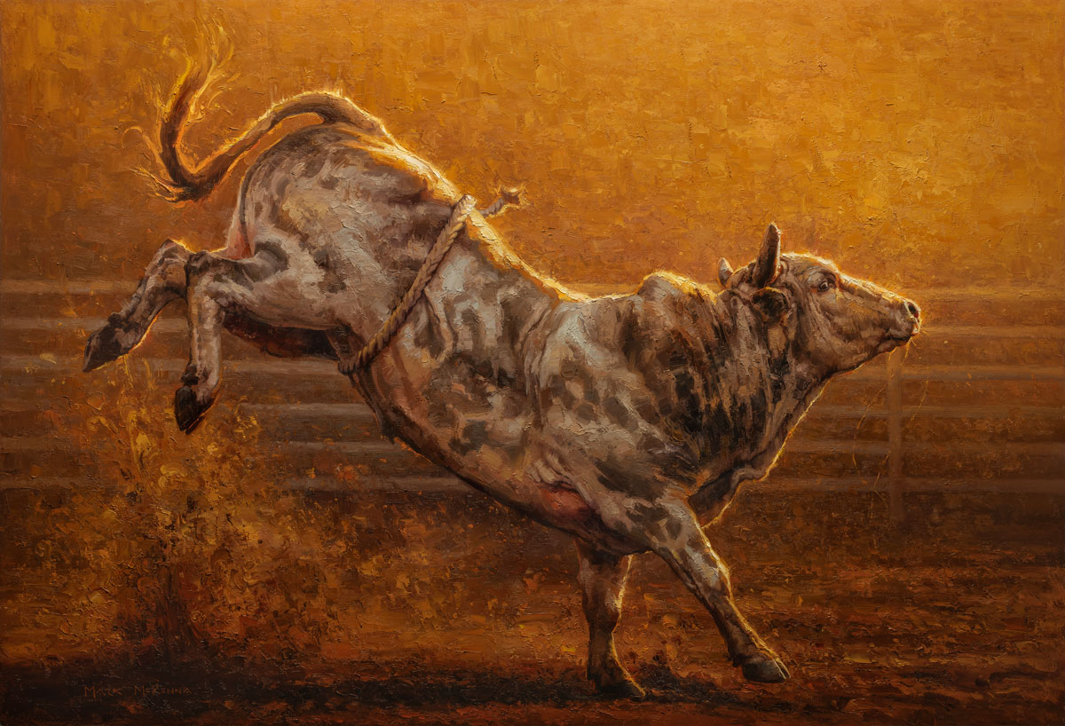 Mark McKenna, “The Man in the Arena,” oil, 30 x 44 in.