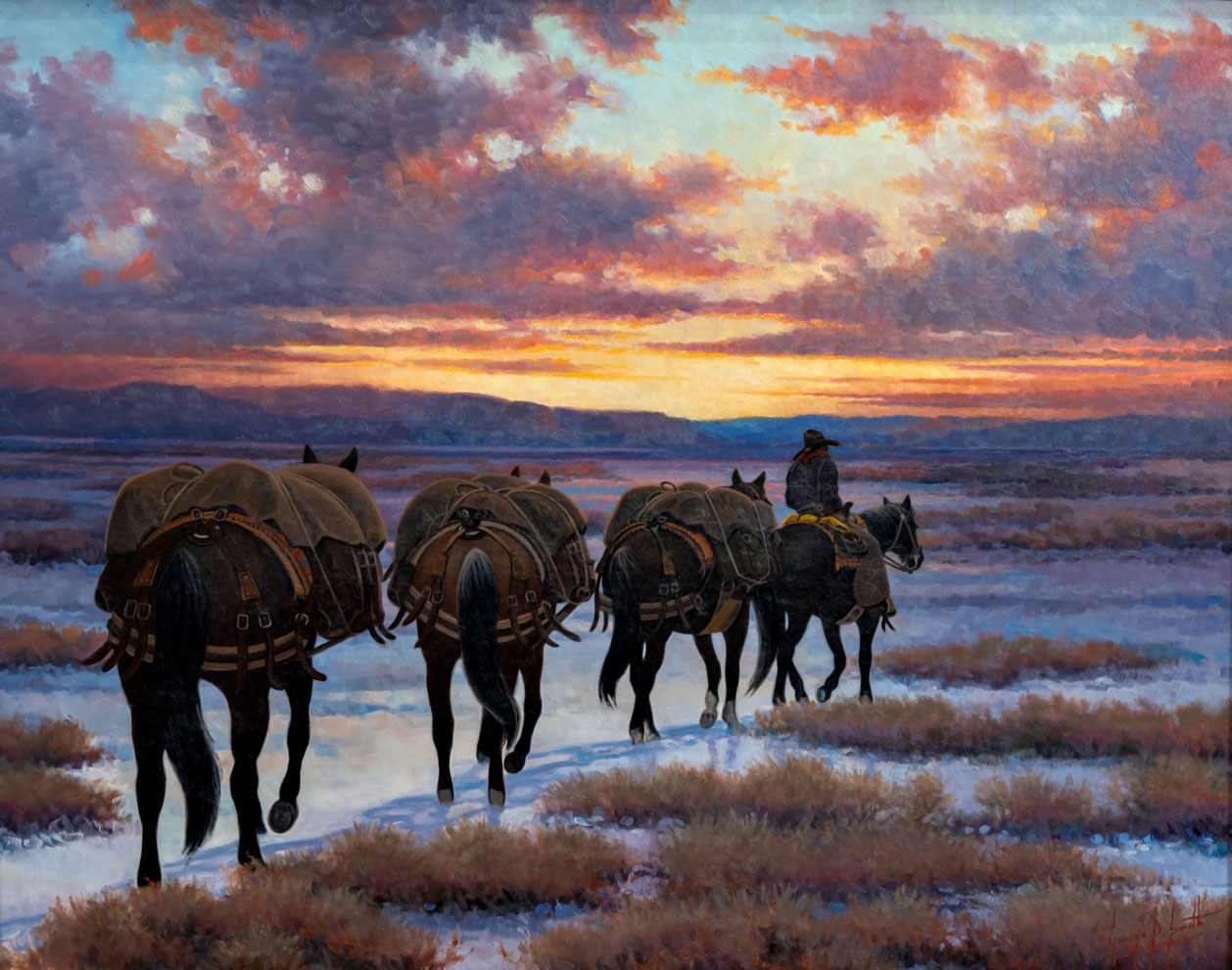 George D. Smith, “Honkin’ for Home,” oil, 22 x 28 in.