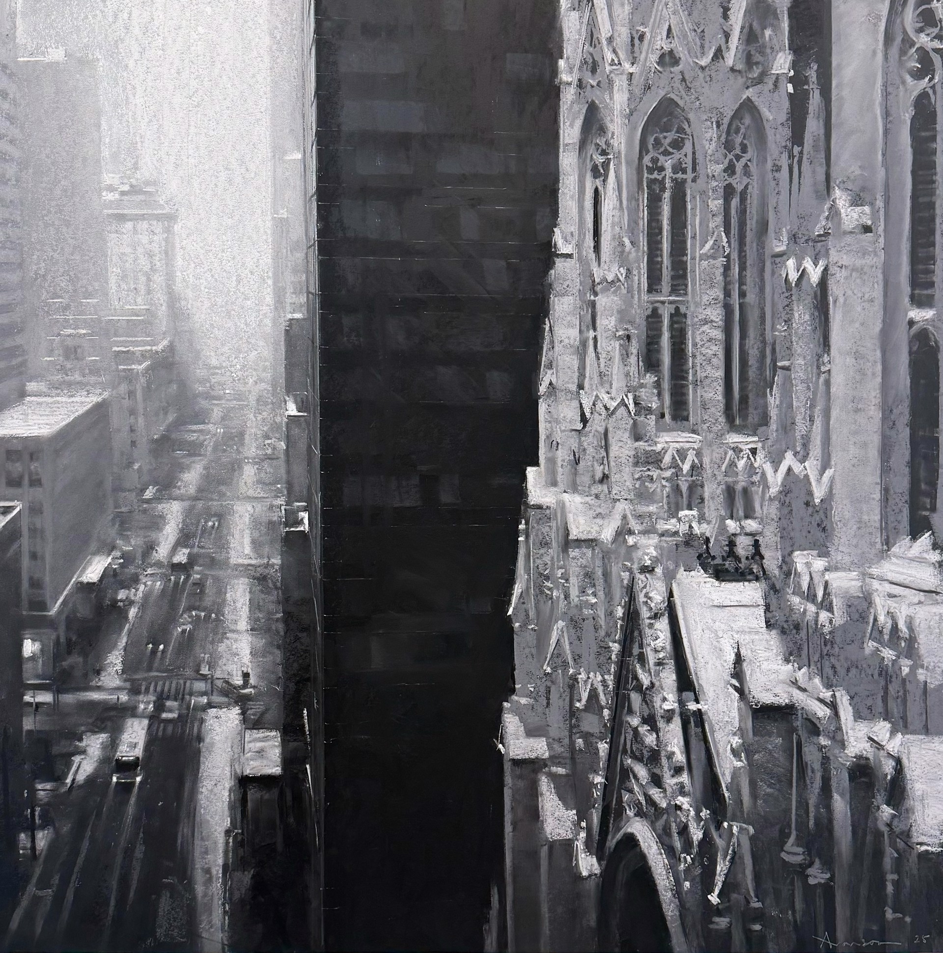 Ben Aronson, "Past, Present and Dissolving Now," 2025, pastel on board, 30 x 30 in.