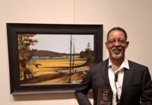 Results: More Than $1 Million in Western Art Sold Artist Dean Mitchell with his painting, "Yellowstone," which won the Harrison Eiteljorg Purchase Award at Quest for the West and joins the Eiteljorg Museum's permanent collection.