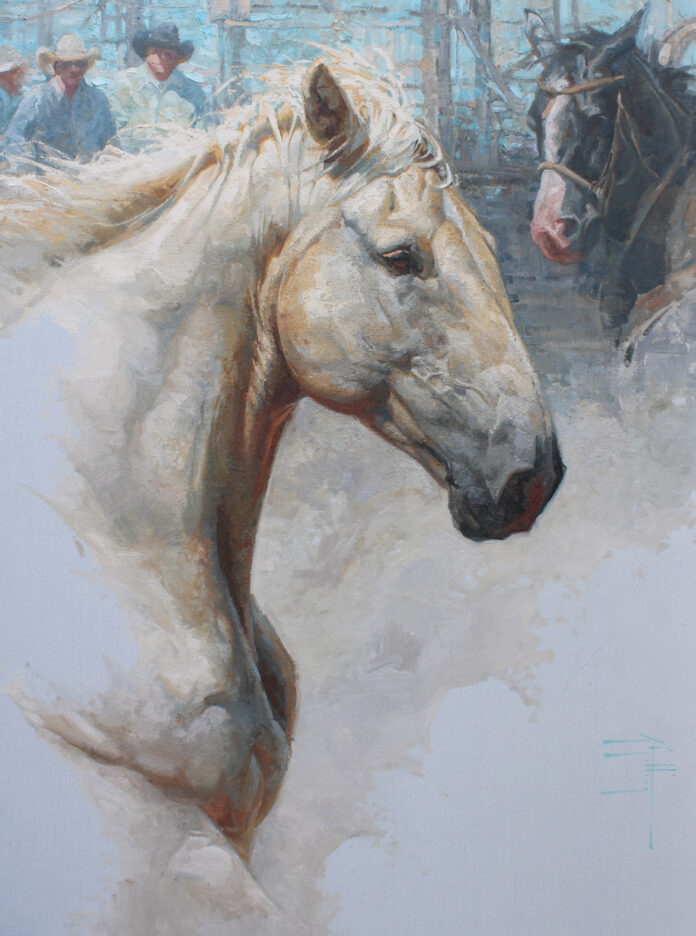Abigail Gutting (b. 1984), "The Big Palomino," 2026, oil on linen, 40 x 30 in.
