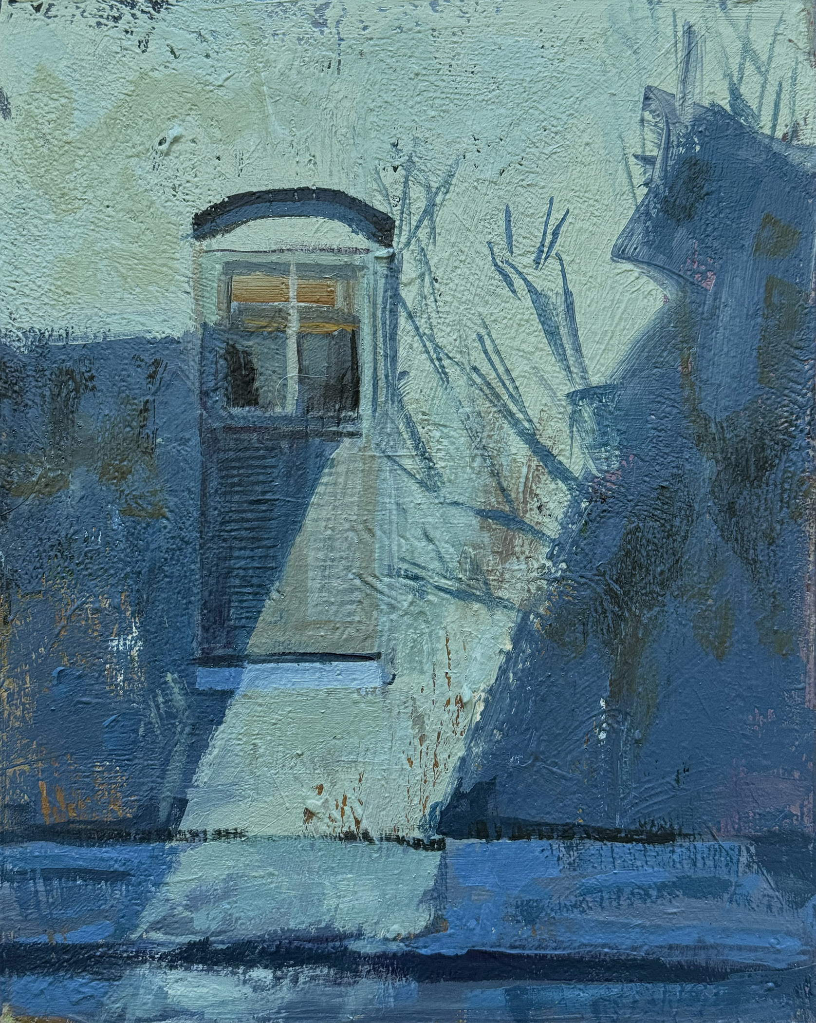 Garrison Art Center - Susan Stillman, Shadows. 2024, Acrylic Wood Panel, 25” x 20”